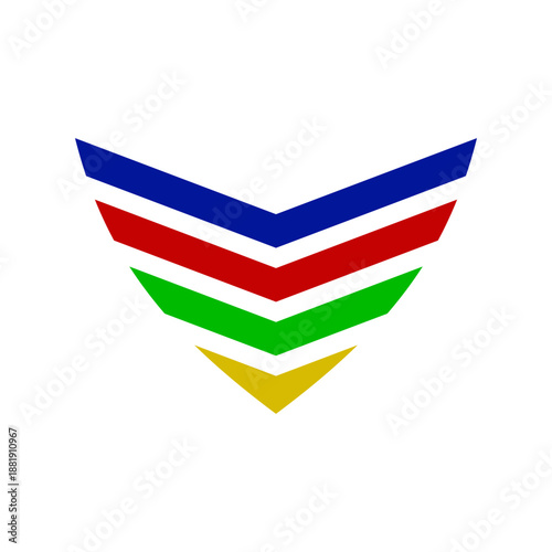 A vibrant graphic illustration of colorful chevrons stacked in blue, red, green, and yellow hues. Free Download A vibrant graphic illustration of colorful chevrons stacked in blue, red, green, and yellow hues. - GFXLoad