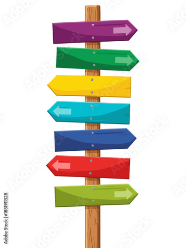 Colorful direction signpost illustration vector with multiple options and choices