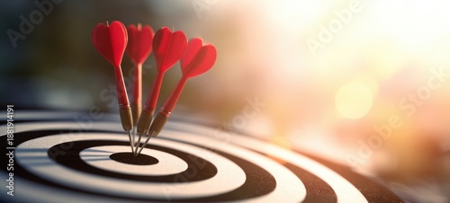 The Darts on a Bullseye Target Representing Precision, Love, Focus and Achievement