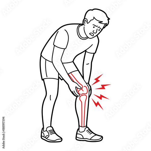Man experiencing acute knee pain and leg discomfort, highlighting a common medical issue