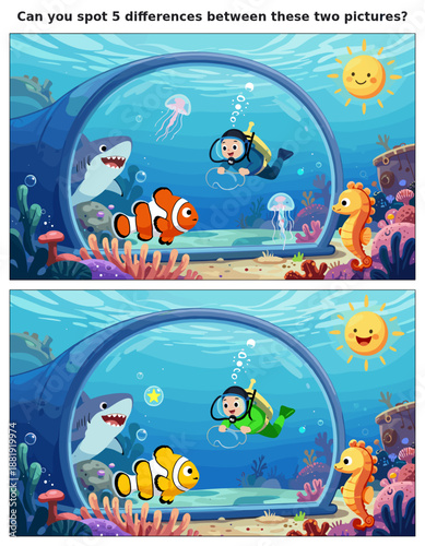 spot the difference, kids activity, fun games, puzzles for kids, educational activity, brain teaser, difference game, coloring pages, coloring books, book cover, kdp, kdp interior, kids challenges, le