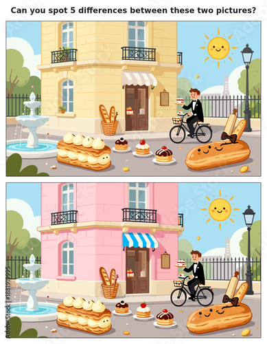 spot the difference, kids activity, fun games, puzzles for kids, educational activity, brain teaser, difference game, coloring pages, coloring books, book cover, kdp, kdp interior, kids challenges, le