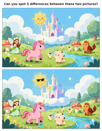 spot the difference, kids activity, fun games, puzzles for kids, educational activity, brain teaser, difference game, coloring pages, coloring books, book cover, kdp, kdp interior, kids challenges, le