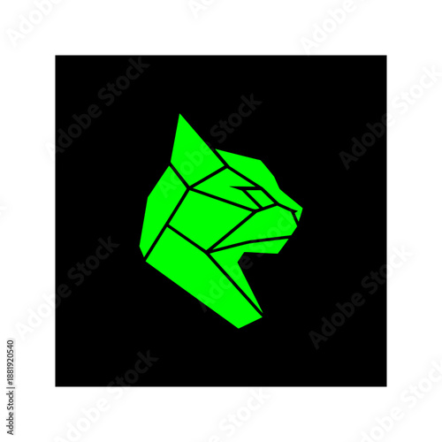 AI Cat Solid Black Silhouette Flat Vector Design