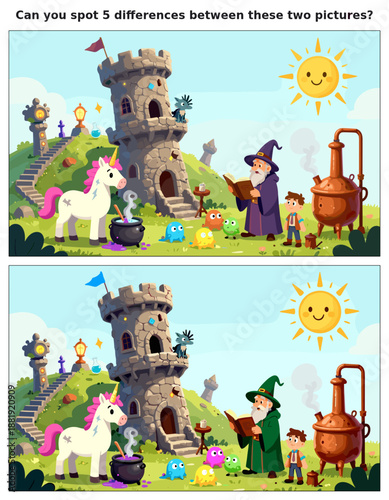 spot the difference, kids activity, fun games, puzzles for kids, educational activity, brain teaser, difference game, coloring pages, coloring books, book cover, kdp, kdp interior, kids challenges, le