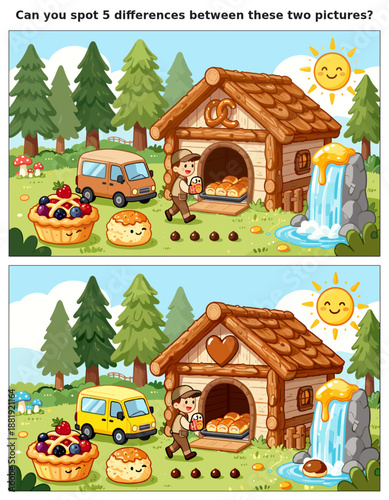 spot the difference, kids activity, fun games, puzzles for kids, educational activity, brain teaser, difference game, coloring pages, coloring books, book cover, kdp, kdp interior, kids challenges, le