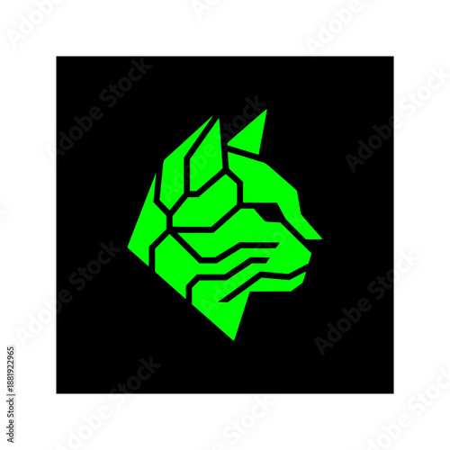 AI Cat Solid Black Silhouette Flat Vector Design