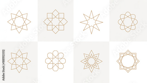 Geometric Patterns in Harmony: A collection of meticulously crafted geometric patterns, each a testament to balance and aesthetic appeal, inviting admiration through their intricate forms.