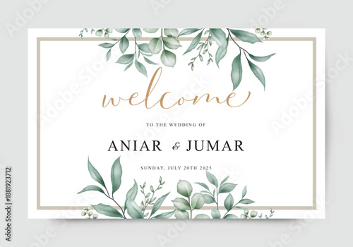 Background template set with elegant foliage decoration
