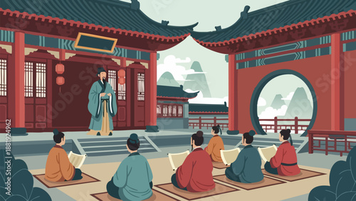 Confucianism culture flat vector