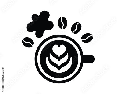 coffee cup with steam and beans icon design