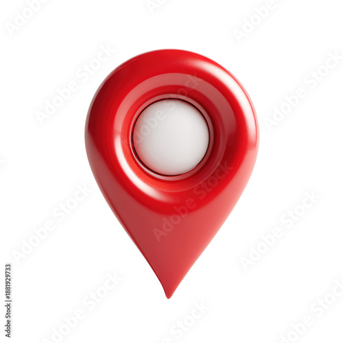 A shiny red pin for pinning the location of the delivery or telling the location of the coordinates,illustration 3d render
