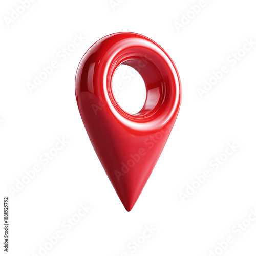 A shiny red pin for pinning the location of the delivery or telling the location of the coordinates,illustration 3d render