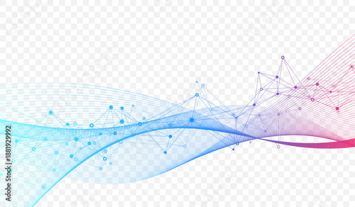 Abstract tech network connection dots. Digital background and big data technology. Blue background with plexus lines effect. Geometric background with abstract mesh.
