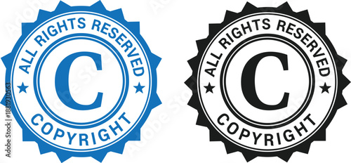 Blue and Black Copyright Reserved Seals vector illustration