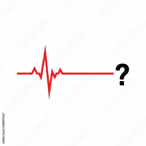 Heartbeat line graph with question mark symbol indicating inquiry or confusion