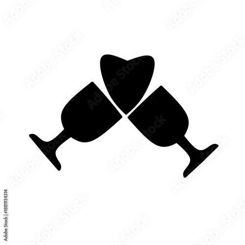 Wine glasses love symbol silhouette