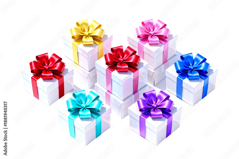 Obraz premium Colorful Gift Boxes with Ribbons for Festive Celebrations
