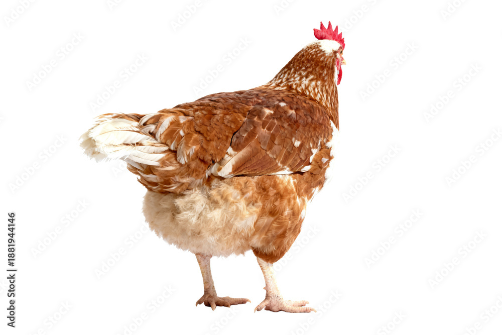 Fototapeta premium Brown Domestic Hen Standing Side View
