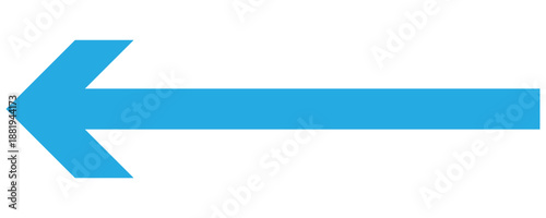 Blue horizontal straight arrow. Thin long arrow vector icon on left direction . The illustration on white background. Vector illustration .