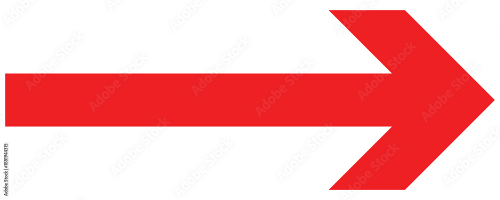 Fototapeta premium Vector red long arrow icon. Red arrow pointing vector. Red right arrow icon. Straight long arrow pointing . Vector long arrow for graphic design.
