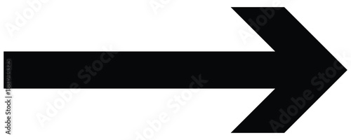 A Long arrow icon. Vector of trendy long arrow pointing right in flat style.  Large arrow pointing vector . Bold  long arrows. Vector illustration on white background. Black long arrow icon vector.