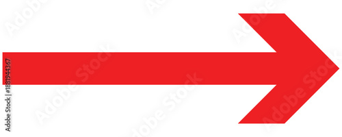 Vector red long arrow icon.  Red arrow pointing vector. Red right arrow icon. Straight long arrow pointing . Vector long arrow  for graphic design.