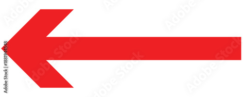  A Long red arrow icon. Vector trendy long arrow. Red horizontal long arrow vector. Red long arrow pointing to left on side isolated white background.