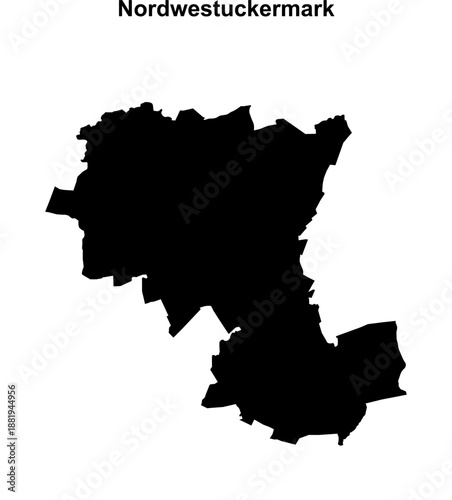 Nordwestuckermark (Brandenburg) blank outline map