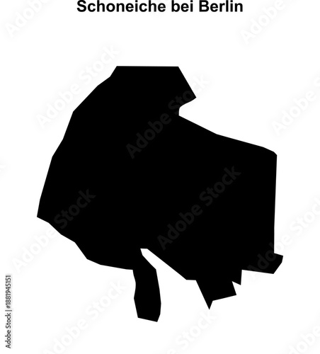 Schoneiche bei Berlin (Brandenburg) blank outline map