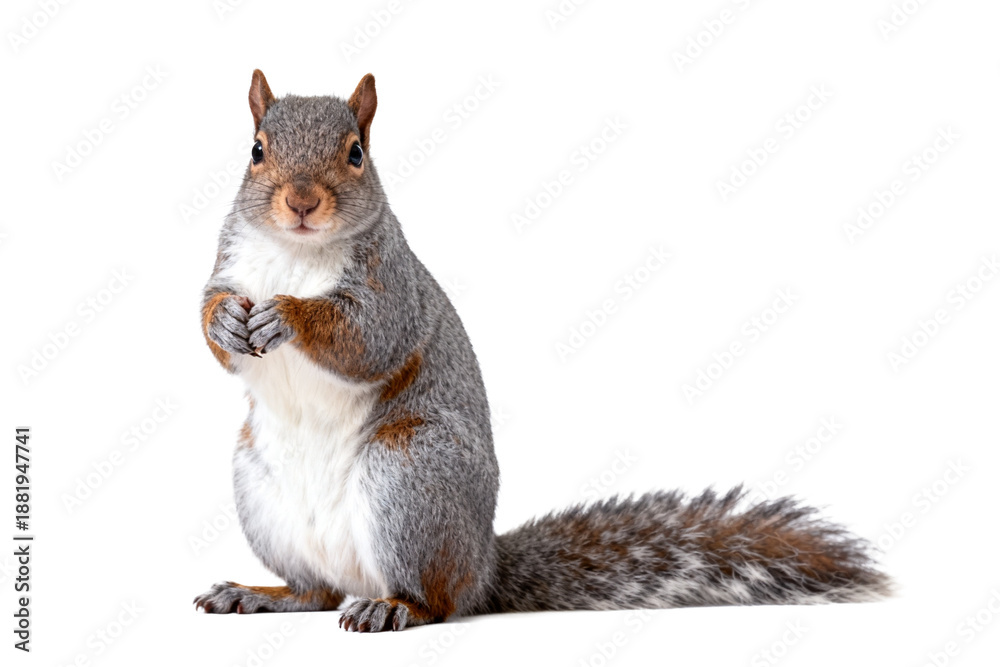 Fototapeta premium Eastern Gray Squirrel on White Background
