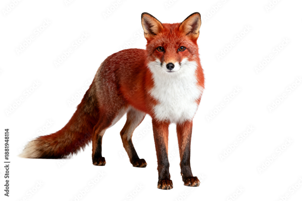 Fototapeta premium Red Fox with White Chest and Tail