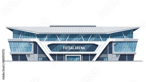 Modern Futsal Arena Architecture with Sleek Design and Glass Facade