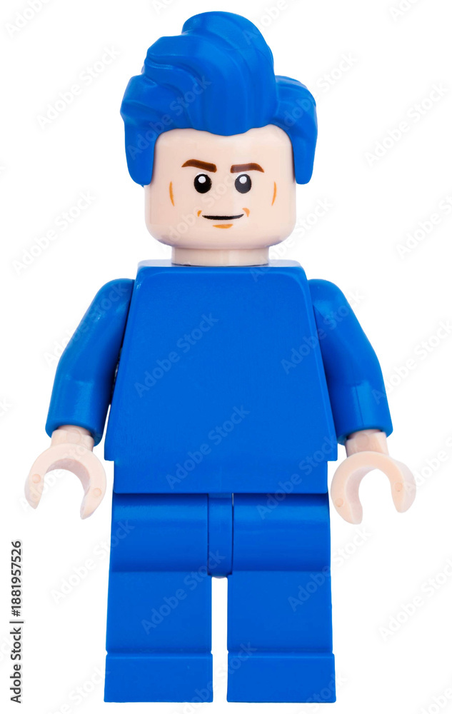 Fototapeta premium Dortmund - Deutschland 19. Januar 2026 - Lego Minifigure Mann in blauer Kleidung
