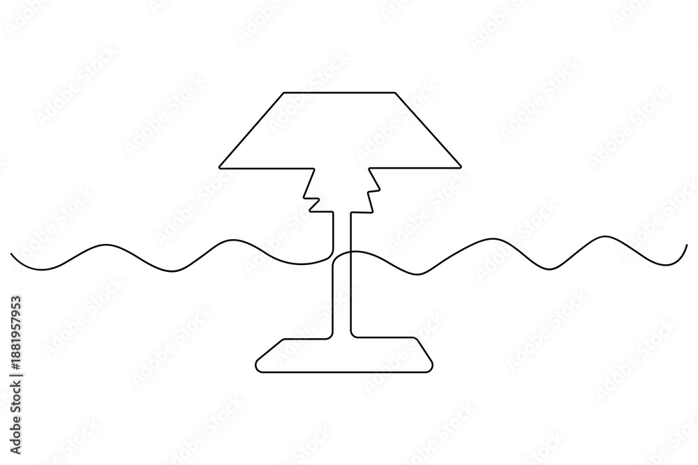 Obraz premium Continuous one line drawing of table lamp modern home lighting concept vector illustration 