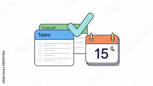 Organized tasks and calendar with a checkmark for completion and a date