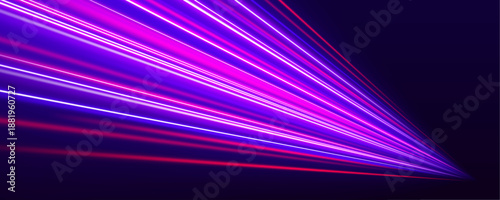 Futuristic neon light trails pulse with energy. Bright glowing motion enhances speed, power, and digital appeal. Designed for abstract high-tech graphic projects vector
