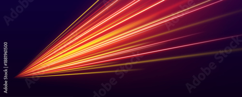 Glowing red motion track forms a bold racing path with vivid highlights and rapid directional flow. Vector

