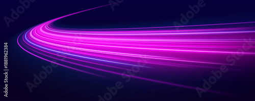 Neon light streams bend across a dark digital space. Smooth glowing motion adds depth, rhythm, and futuristic energy. Designed for abstract technology visuals vector