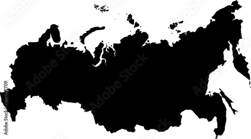 Russia silhouette map on white background geographic illustration