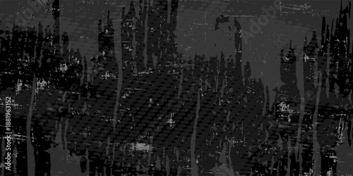 Monochrome dark vibrant line creepy distressed marbled horror wall. Abstract monochrome chalkboard, Black Friday speckled and crisis shapes, goth dust worn background with woven elements .eps 10