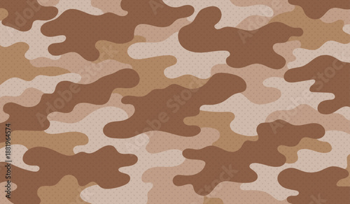 Desert camouflage pattern with smooth organic shapes in beige tan and brown tones, suitable for outdoor themes, textile design, surface pattern, fashion, and natural style creative projects.