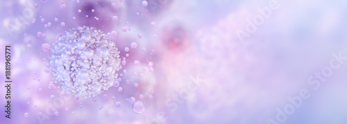 Foto Molecular skin care: 3D visualization of active ingredients, peptides, serum molecules, hyaluronic acid spheres for dermatological applications