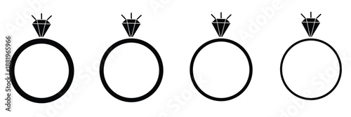 Wedding rings icon set. Marriage symbol. Engagement ceremony illustration isolated. Pair of rings icon isolated. Eps 10