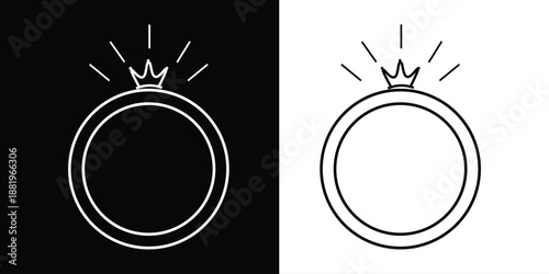 Wedding rings icon set. Marriage symbol. Engagement ceremony illustration isolated. Pair of rings icon isolated. Eps 10