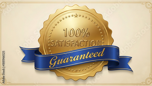 Satisfaction Guaranteed Gold Seal Ribbon Badge Quality Assurance