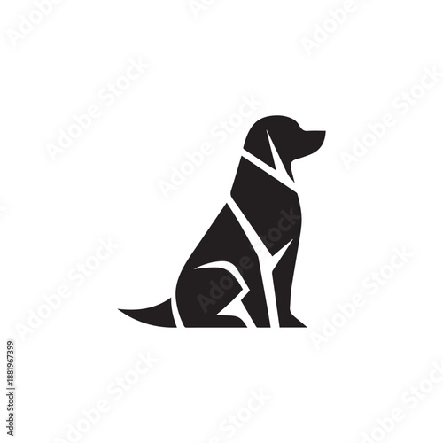 Geometric Dog Silhouette Sitting Modern Abstract Animal Icon.