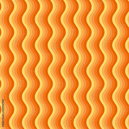 オレンジ色の波模様のシームレスパターン