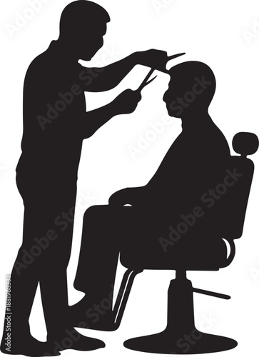 Barber giving haircut