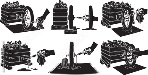 Monochrome illustrations of various medieval siege engine designs
